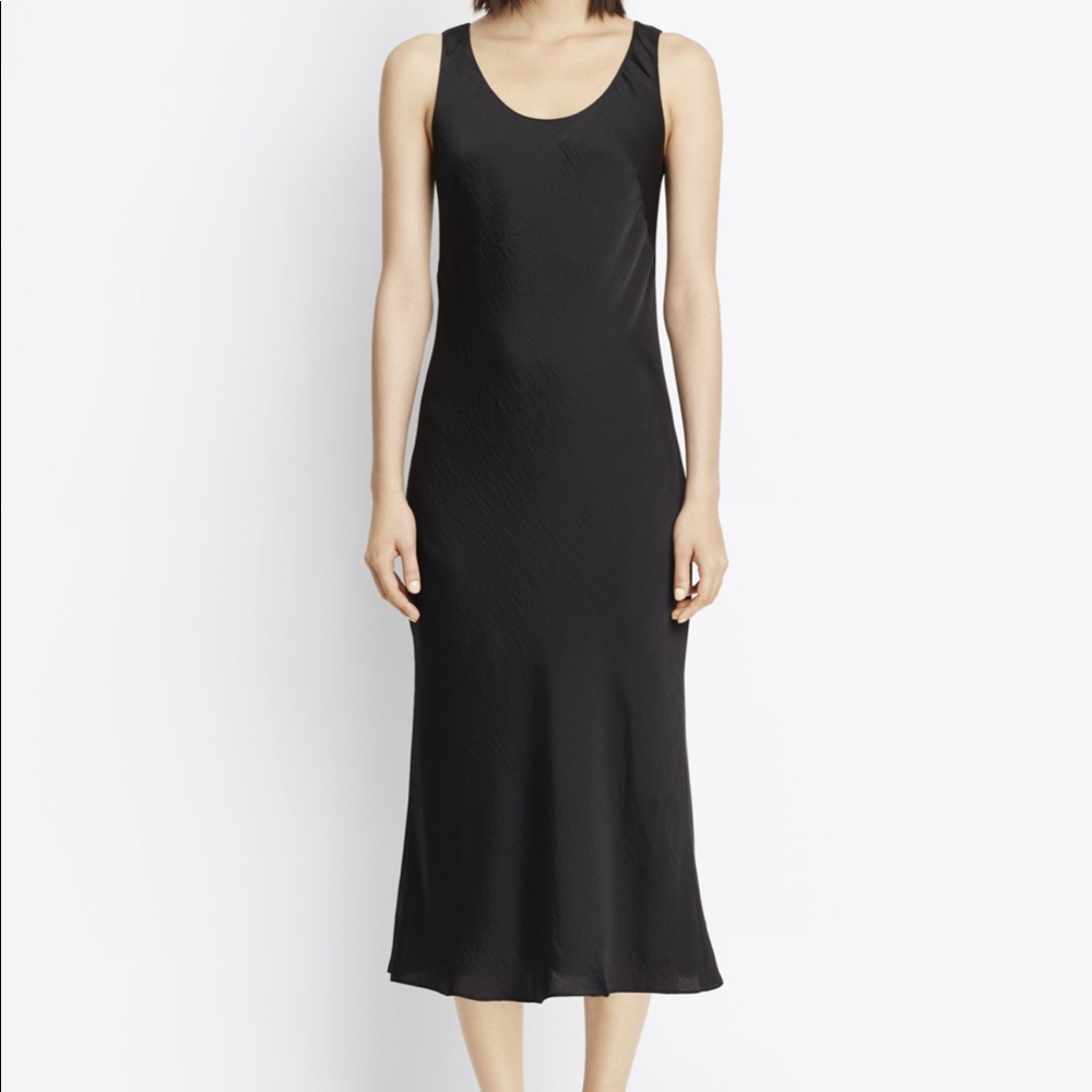 Vince black satin slip dress
